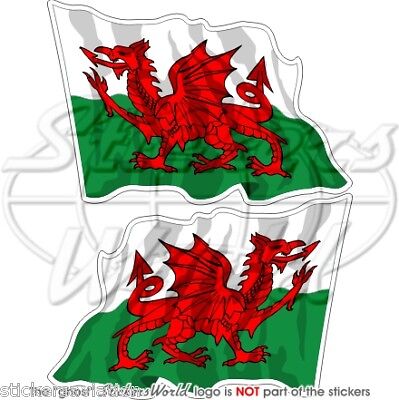 Galles Gallese Cymru Bandiera VOLANTE UK 75mm (3") ADESIVI x2