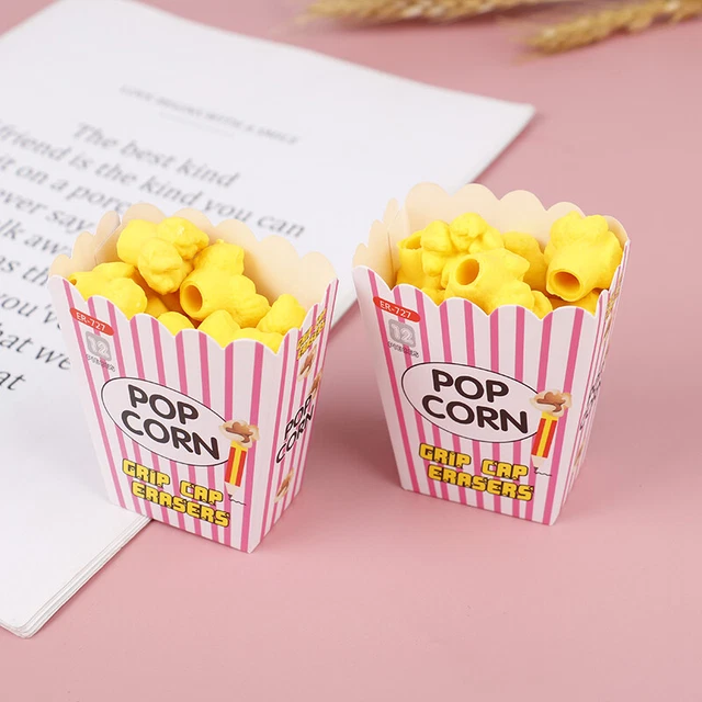 1Set Cartoon Popcorn Pencil Eraser Stationery Kids School Supplies Kawaii Era!ex