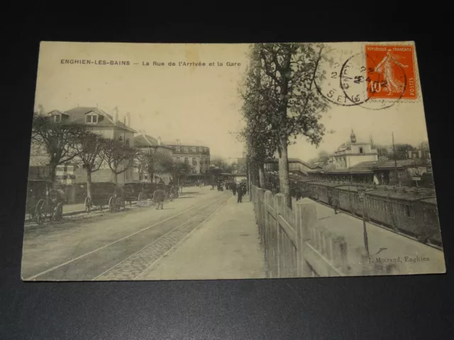 Cpa - Enghien-Les-Bains - La Rue De L’arrivée Et La Gare - 1910