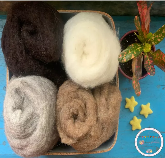 Heidifeathers® Carded British Wool Batts, Soft Felting Core Wool, Natural Cloud