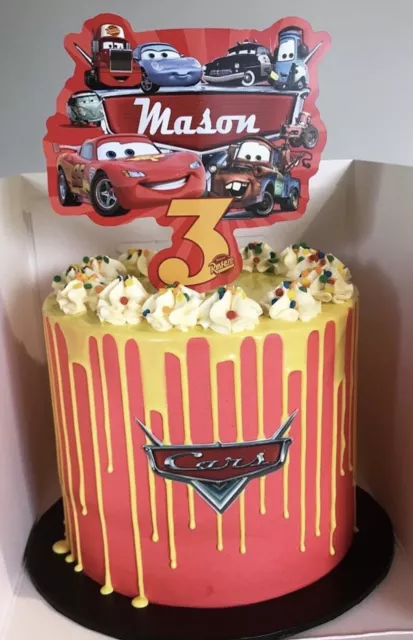 DISNEY CARS PERSONALISED Cake Topper. Lolly Bag Party Supplies Lightning  McQueen $ - PicClick AU