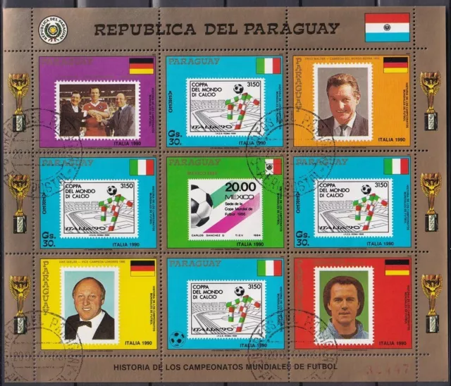 Kleinbogen  Paraguay 1988 MiNr.  4272 Fußball Beckenbauer Walter  gestempelt