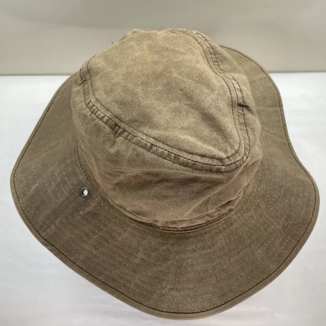 Dorfman Pacific 100% Cotton Wide Brim Rain Hat Brown L Large Waxed Canvas Style