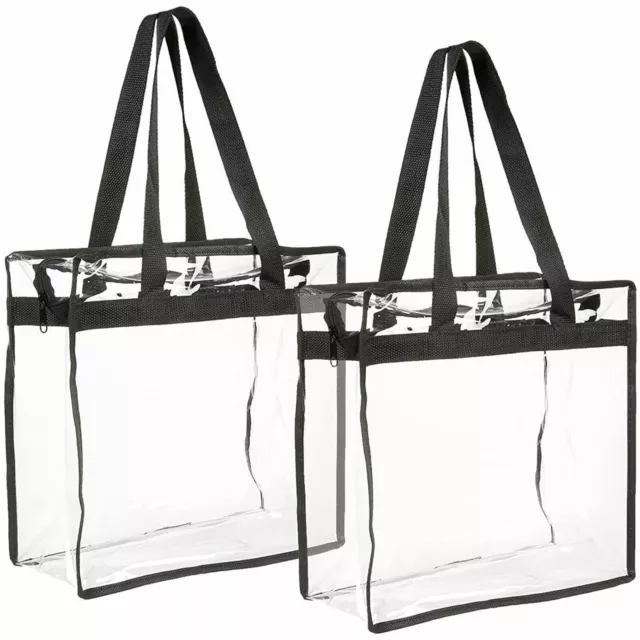 2x Stadium Approved Clear Tote Bags with Handles for Beach, Concerts,  12x6x12"