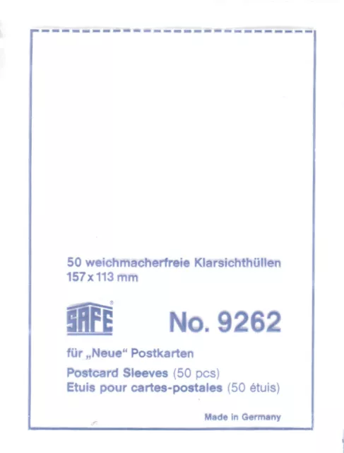 SAFE Packung 9262 glasklare Klarsichthüllen 157x113mm für neue Postkarten