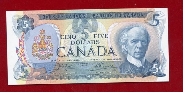 Canada  Series 1979 $5 Notes Bc-53B Crisp Unc Crow/Bouey 30568532590