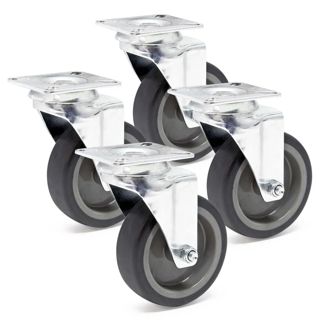 Lot De 4 Roulettes Pivotantes Filetées M8 X 20 Mm (2 Avec Frein