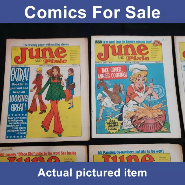 June & Pixie comic x 14 issue  job lot 1973 1974 - UK IPC Girls (LOT#11938) 2