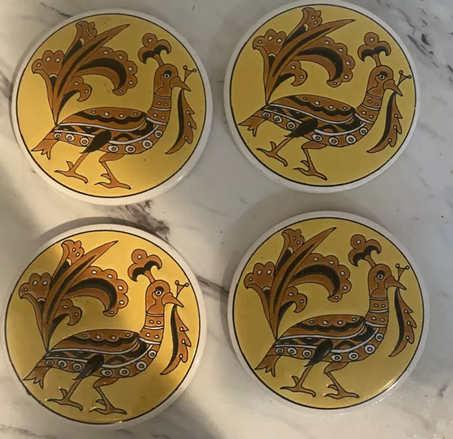 Lot Greek Art Pottery 3.5" Drink Coasters HAND MADE Nassos Keramik Hellas Greece
