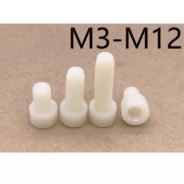 White Plastic Nylon DIN912 Hex Socket Bolt Cap Head Screw M3 M4 M5 M6 M8 M10 M12