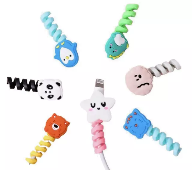 Caricacavo iPhone Android Caricabatterie USB Protettore Filo Carino Soft Core Stili Animali UK