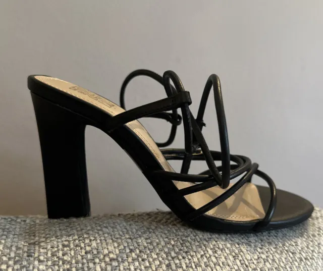 New Biba black leather heeled sandal shoes - size 4 (37)
