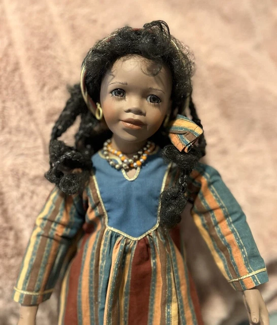 VTG African American Porcelain Doll SERENA 17in Joan Ibarolle 1995,Ashton-Drake