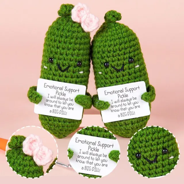Handmade Emotional Support Pickled Cucumber ,Crochet Emotional-Support