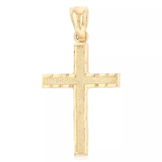 14K Yellow Gold Religious Classic Cross Pendant for Necklace or Chain