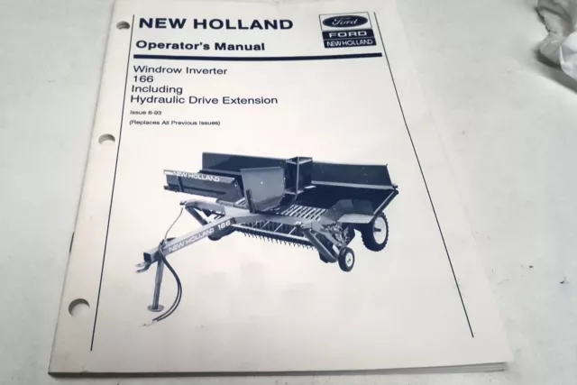 1993  NEW HOLLAND 166 WINDROW INVERTER  Operators  Manual