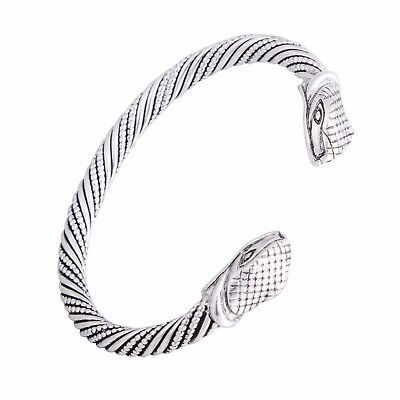 Ancient Viking Snake Boho Serpent Head Celtic Knot Cuff Bracelet for Men Women