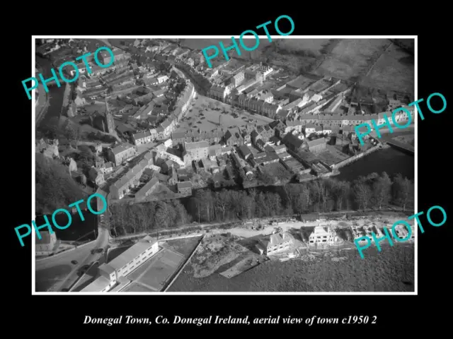 OLD LARGE HISTORIC PHOTO DONEGAL TOWN IRELAND AERIAL VIEW OF TOWN c1950 3