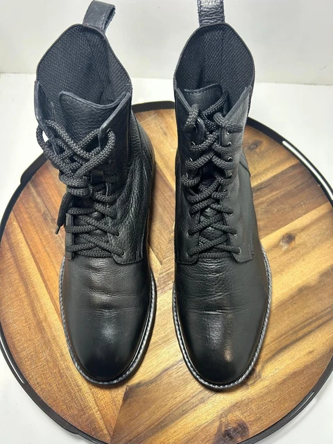 RUSSELL & BROMLEY Men's Black Leather Lace Up Combat Military Boots ...