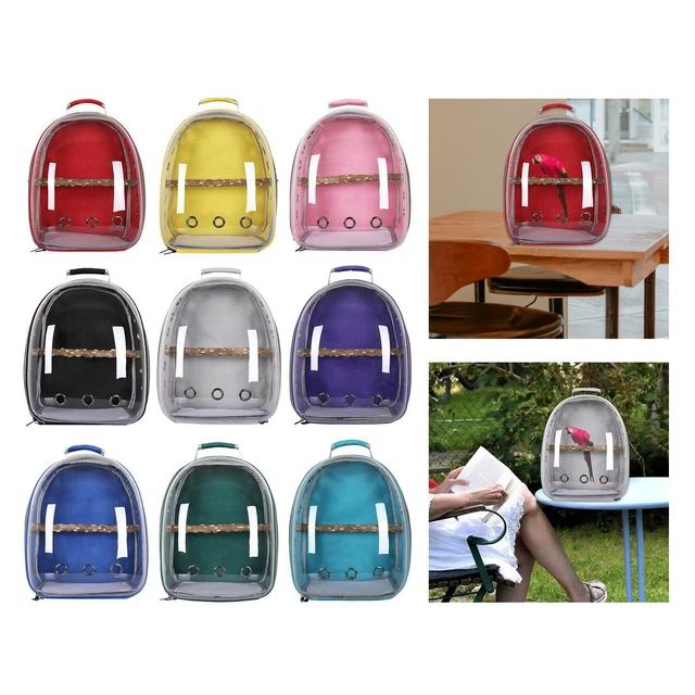 Bird Carrier Bag Pet Backpack Parrot Cage Large Space with Standing Perch