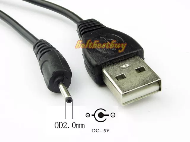 USB A Male to 0.6 x 2.0mm Small Pin Plug 5V DC Power Charger Cable For Nokia