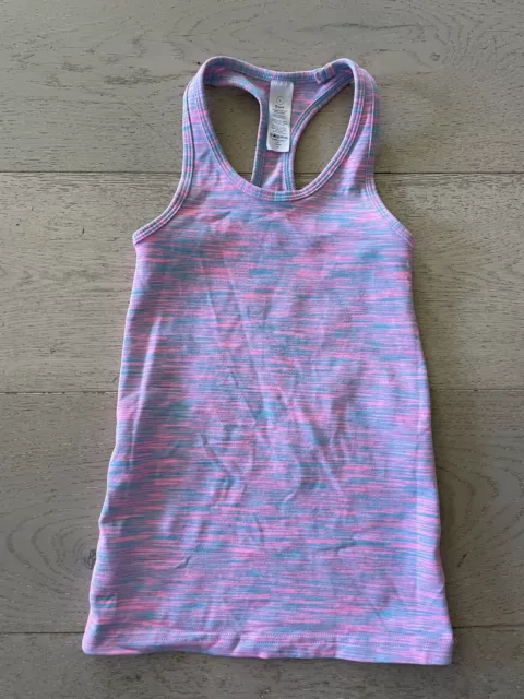 Ivivva Girls Size 6 Space Dye Racerback Athletic Tank Top Blue  Pink Excellent