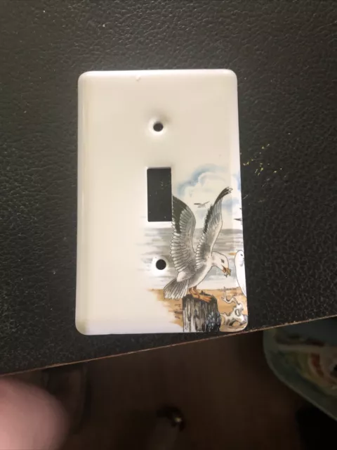 Single Toggle Light Switch Cover Plate Ceramic Seagull Beach