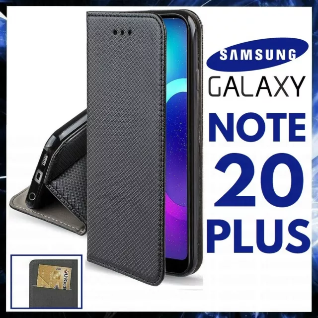 CUSTODIA A PORTAFOGLIO LIBRO per SAMSUNG GALAXY NOTE 20 PLUS COVER PELLE NERA