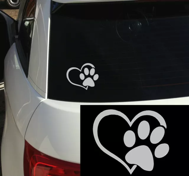 Paw Print Dog Cat Love Heart Car Window Sticker Pet Puppy Decal Paws Onboard