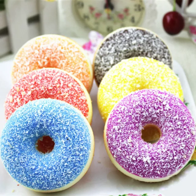 Squishy Squeeze Stress Reliever Soft Colourful Doughnut Scented Slow Rising Toy.