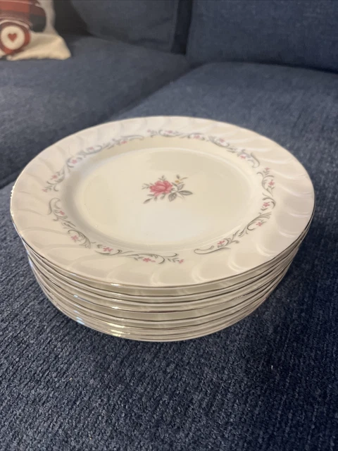 Vintage Set Royal Swirl Fine China 8 Salad Plates/saucers