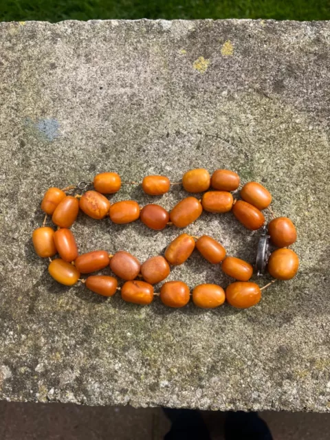 Natural Butterscotch Egg Yolk Amber Bead Necklace Huge Size 112.7 Grams