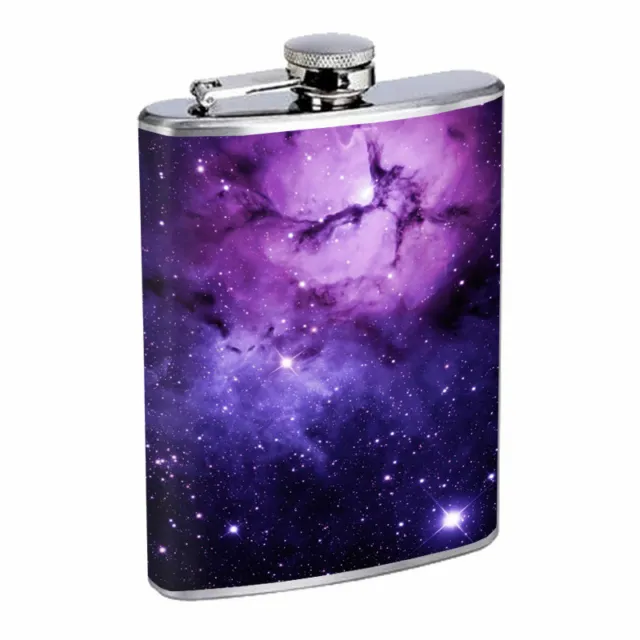 Purple Galaxy Em2 Flask 8oz Stainless Steel Hip Drinking Whiskey