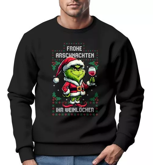 Sweatshirt Herren Anti-Weihnachten Grinch Weihnachtsmuffel Frohe Arschnachten