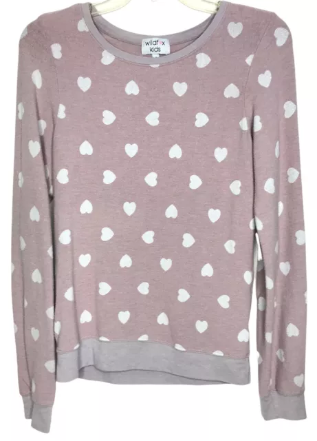 Wildfox Kids Girs Pink Heart Sweatshirt Size 14 Comfy Soft Pullover