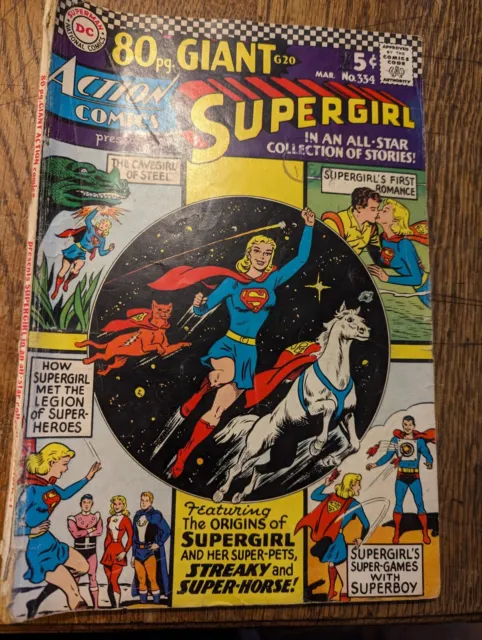 Action Comics 334 80 pg Giant G20 Silver Age DC Supergirl Comic Book 1966