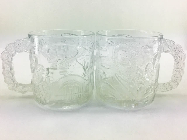 McDonalds Batman Forever Glass Cup Mug 3D Lot of 2