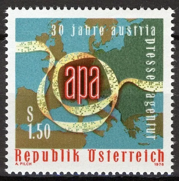 Austria 1976,  Map of Europa, Press agency APA VF MNH, Mi 1533