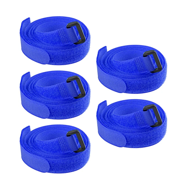 5Pcs Crochet Boucle 3/4 x 47 Pouces Sangles Fixation Réutilisable Câble Bleu