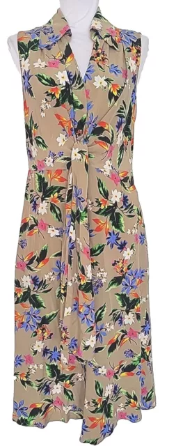 DIANE VON FURSTENBERG Bliss Silk Crepe De Chine Floral Sleeveless Tie Dress sz 8