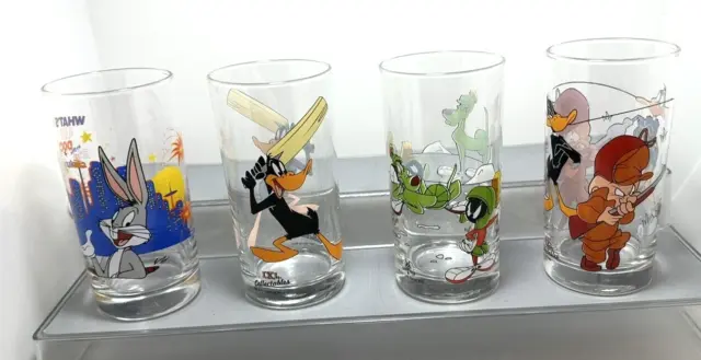 4 x IXL Collectable 1990`s Vintage Looney Tunes Jam Drinking Glasses