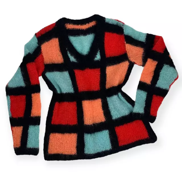 70's hand knitted mohair patchwork sweater 3