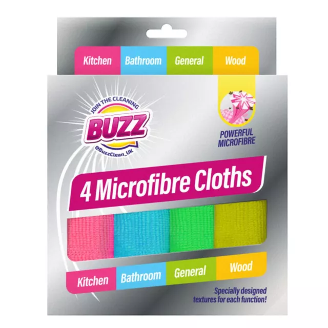 Pack of 4 Microfibre Cleaning Cloths Dusters Car Bathroom Polish Towels