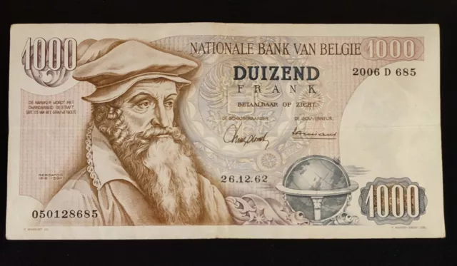 Billet Belgique, 1000 Francs, (1962), Etat Sup
