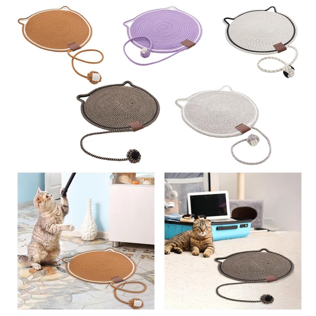 Tapis Grattoir Rond Pour Chat Avec Balle Suspendue - Protection Meubles - Pour Sol, Mur Ou Canapé - 10