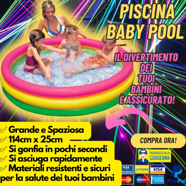 PISCINA BABY POOL sito ufficiale per bambini gonfiabile anni 5 6 grande 3 anelli