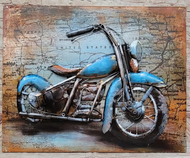 Motorcycle Metal Wall Art Primo Mixed Media Hand Painted 3D Wall Sculpture Sale