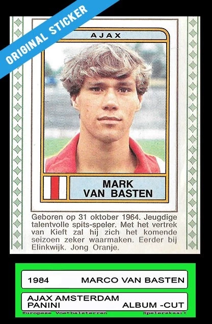 1983 /1984 MARCO -MARK van BASTEN - AJAX ROOKIE ORIGINAL - Panini Cut From Album Â£91.34 