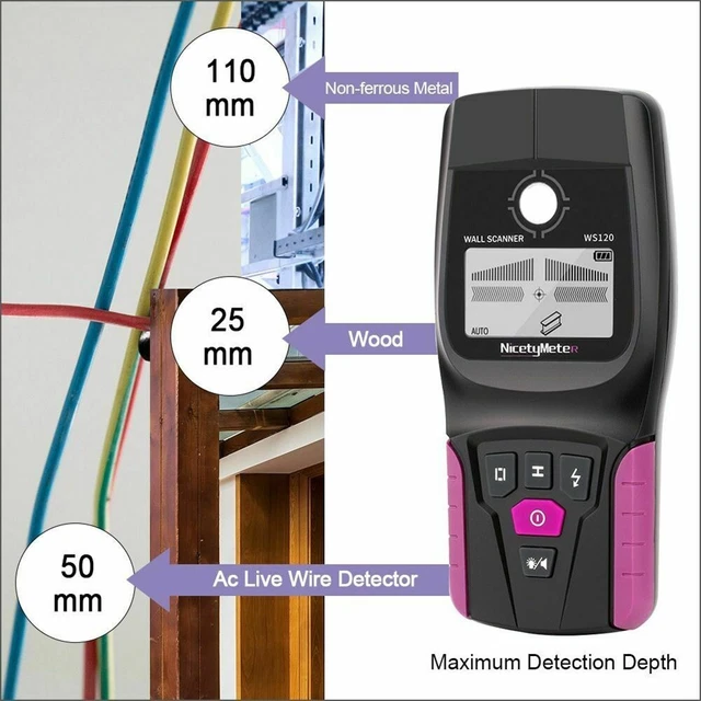 Metallo Finder Muro Rilevatore Cavo Test Metro Strumento Scanner 3-In-1 Raggi