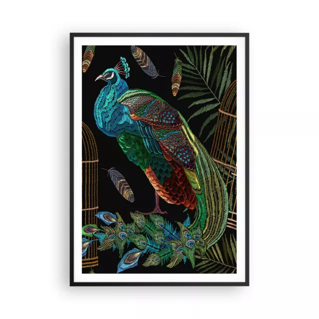 Cuadro Poster de Pared 70x100cm P�ster Marco Pavos reales Oro Jaula Wall Art